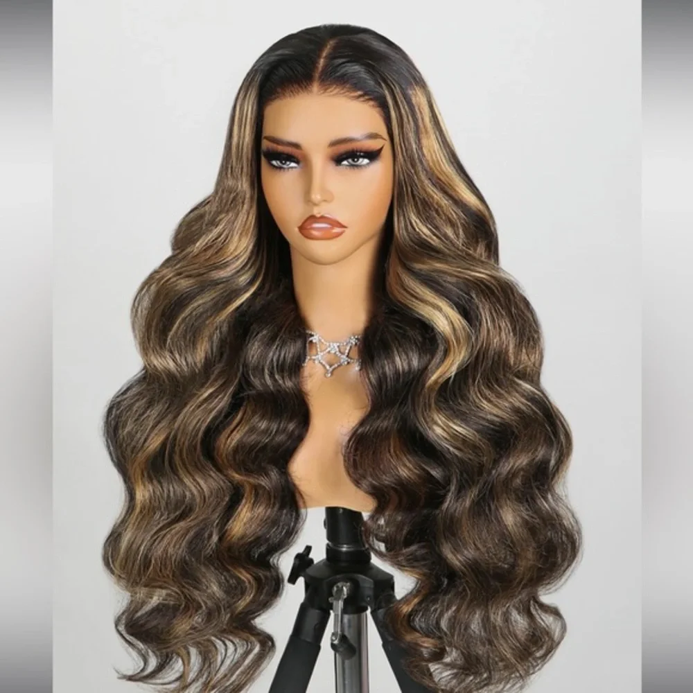 Blooming Hair 24” Pre Plucked Balayage Lace Front Human Hair Bleach…